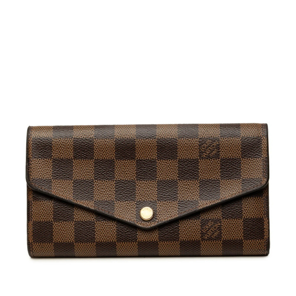 Louis Vuitton Damier Portefeuille Sarah Long Wallet N63209 Brown Leather Men'...